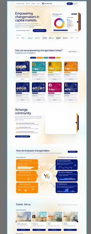ValueXchange V3 marketing homepage with research, community, and event sections